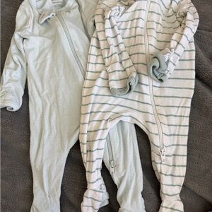 Cloud Island Blue and White Baby Footies Set